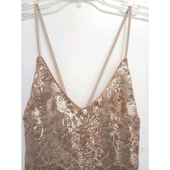 FOREVER 21 Gold Sequins Mini Dress Sz M Cocktail Party New Year Holiday Glam New - Picture 7 of 17